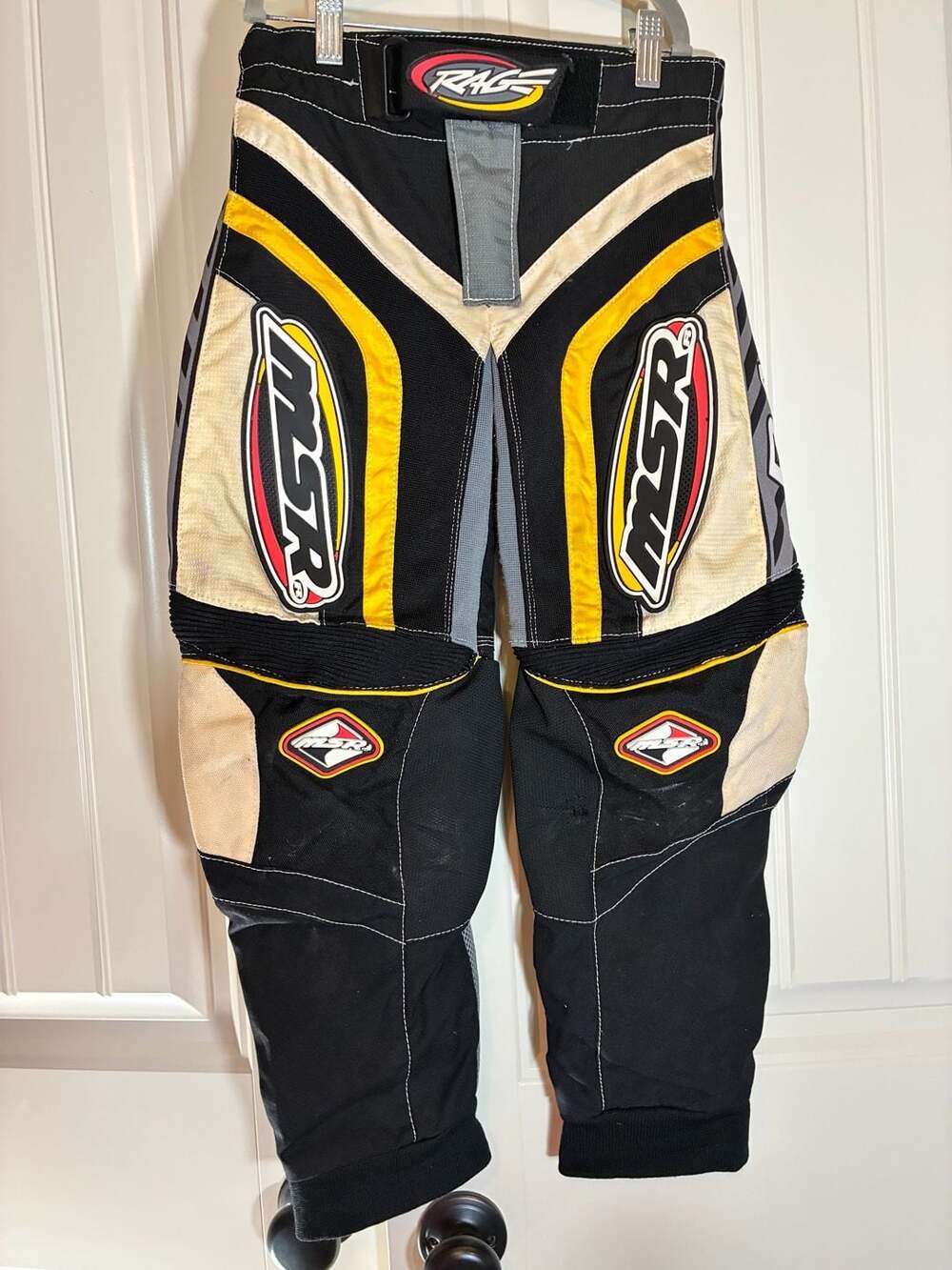 Msr Rage Racing Motocross Pants Youth Size 24 Black Yellow Vintage Vmx